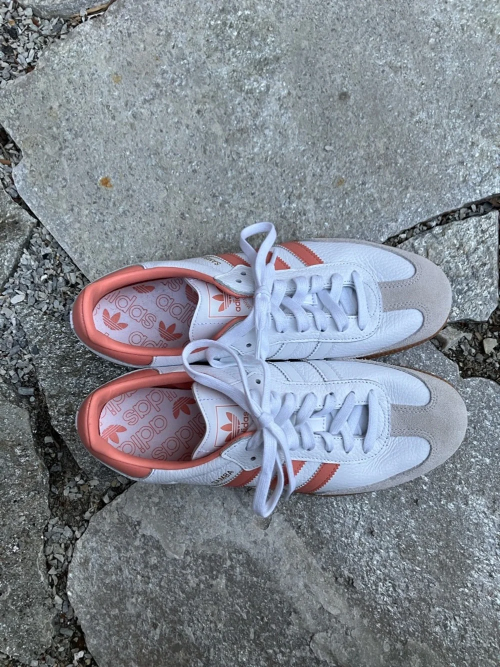 Adidas Samba Leather Sneakers in White & Coral - Picture 4 of 16